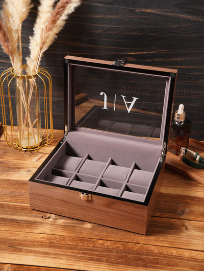 Watch Display Box for Men, Glass Lid Watch Organizer, Watch Storage Case, Engraved Watch Box, Personalized Watch Collector Gift for Him