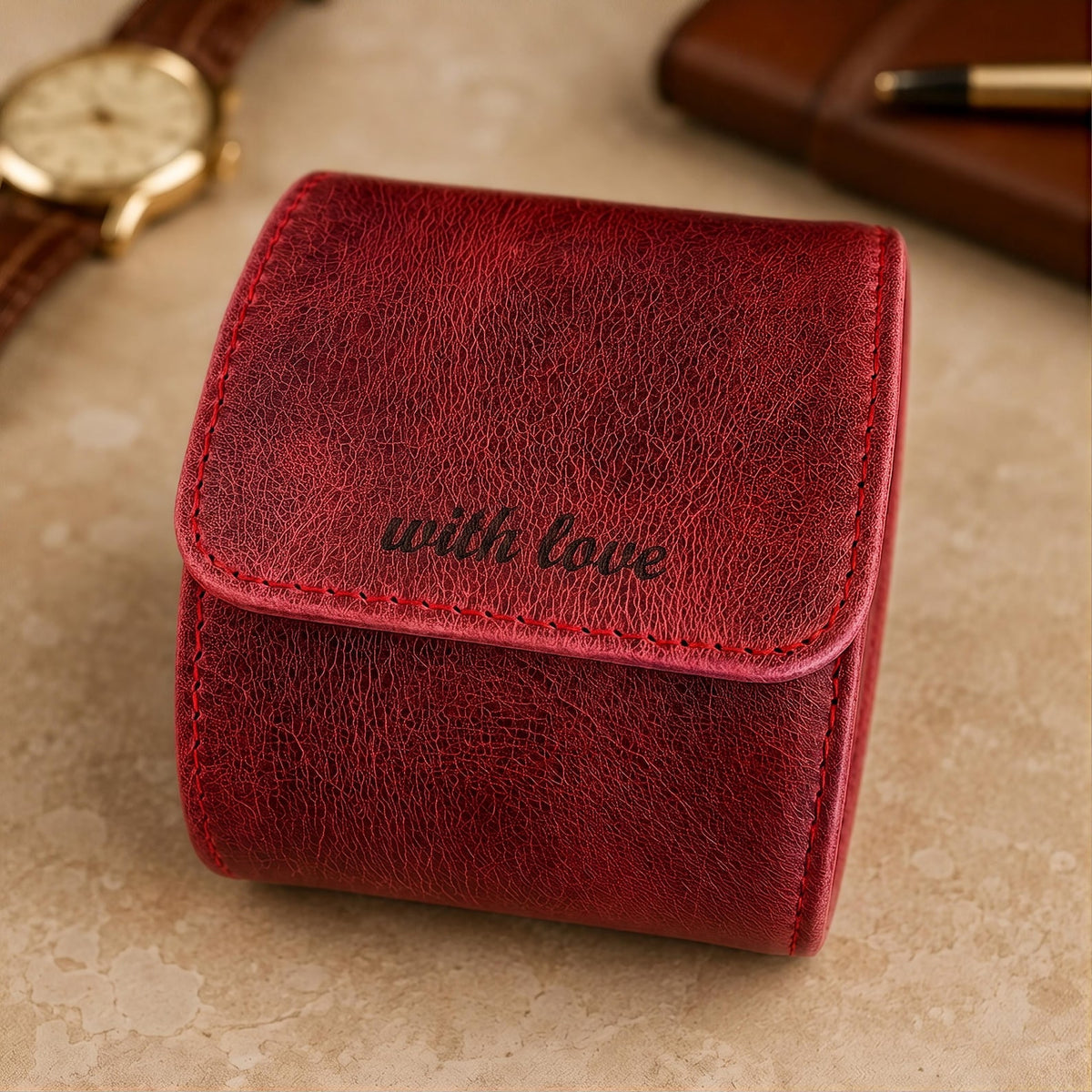 Personalized Leather Watch Box | Custom Watch Case | Single Watch Travel Case | Groomsmen Gift | Wedding Gift | Gift for Him| Gift for Her
