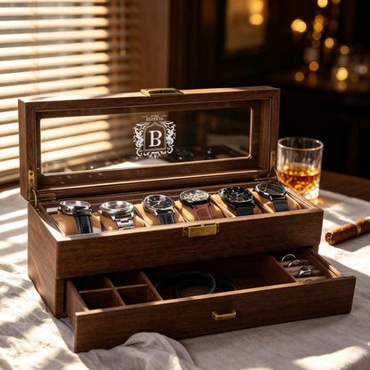 Personalized Engraved Watch Box, Custom Men's Watch Display Case, Anniversary Gift for Him, Birthday Gifts, wooden watch display