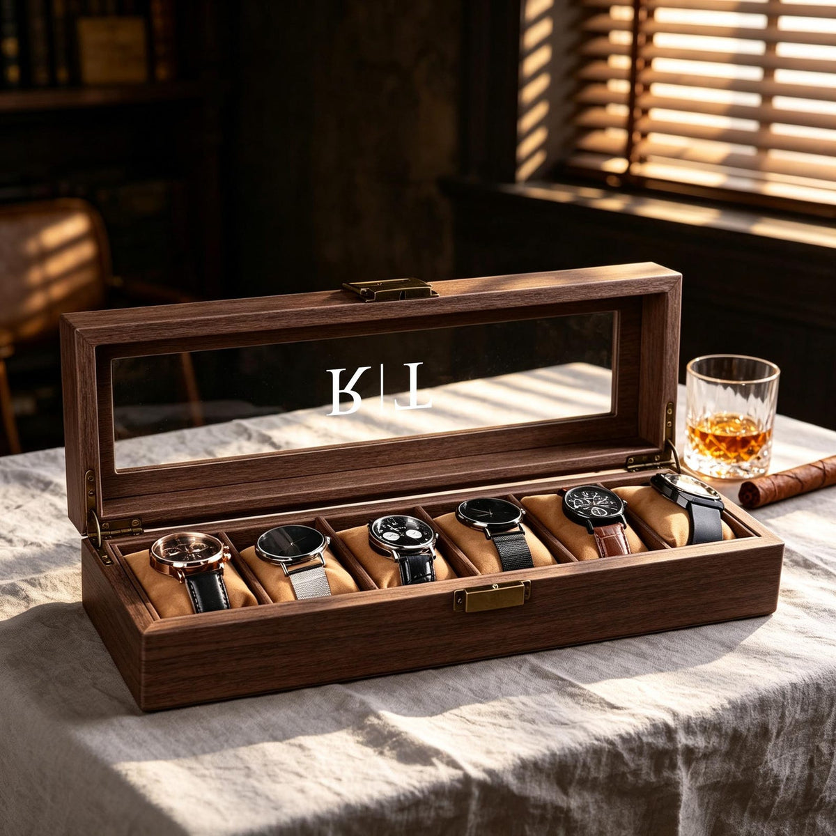 Personalised Custom Watch Box, Engraved Watch Jewelry Storage Case, Anniversary Gift for Husband