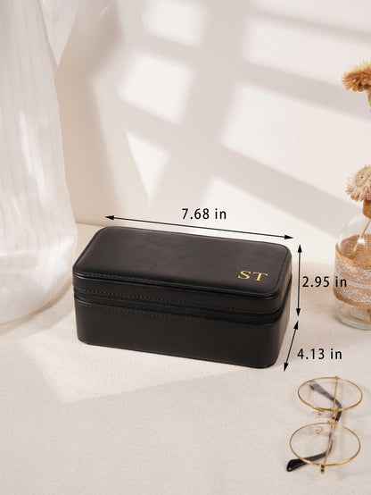 Custom Monogram Watch Travel Case｜3‑Slot Green Watch Storage Box, Gift for Him