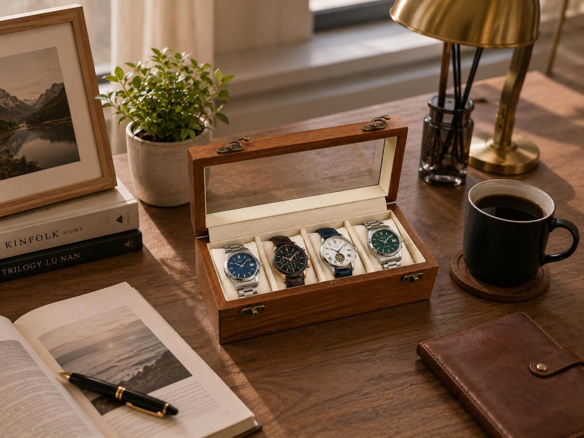 Personalized Indian Rosewood Watch Box, Engraved Wooden watch Organizer, Watch Display Case