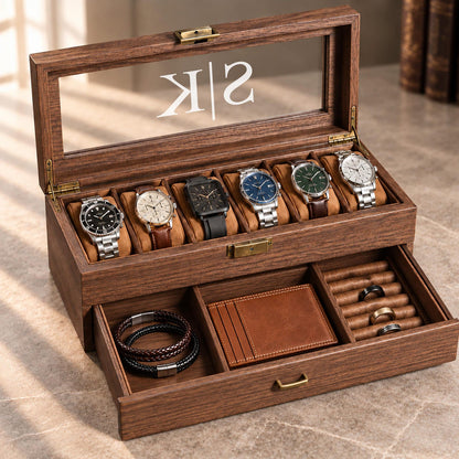 Custom Engraved Watch Box, Personalized Watch Case for Men, Anniversary Gifts for Him, Gift for Husband Dad Boyfriend, Watch Storage Case