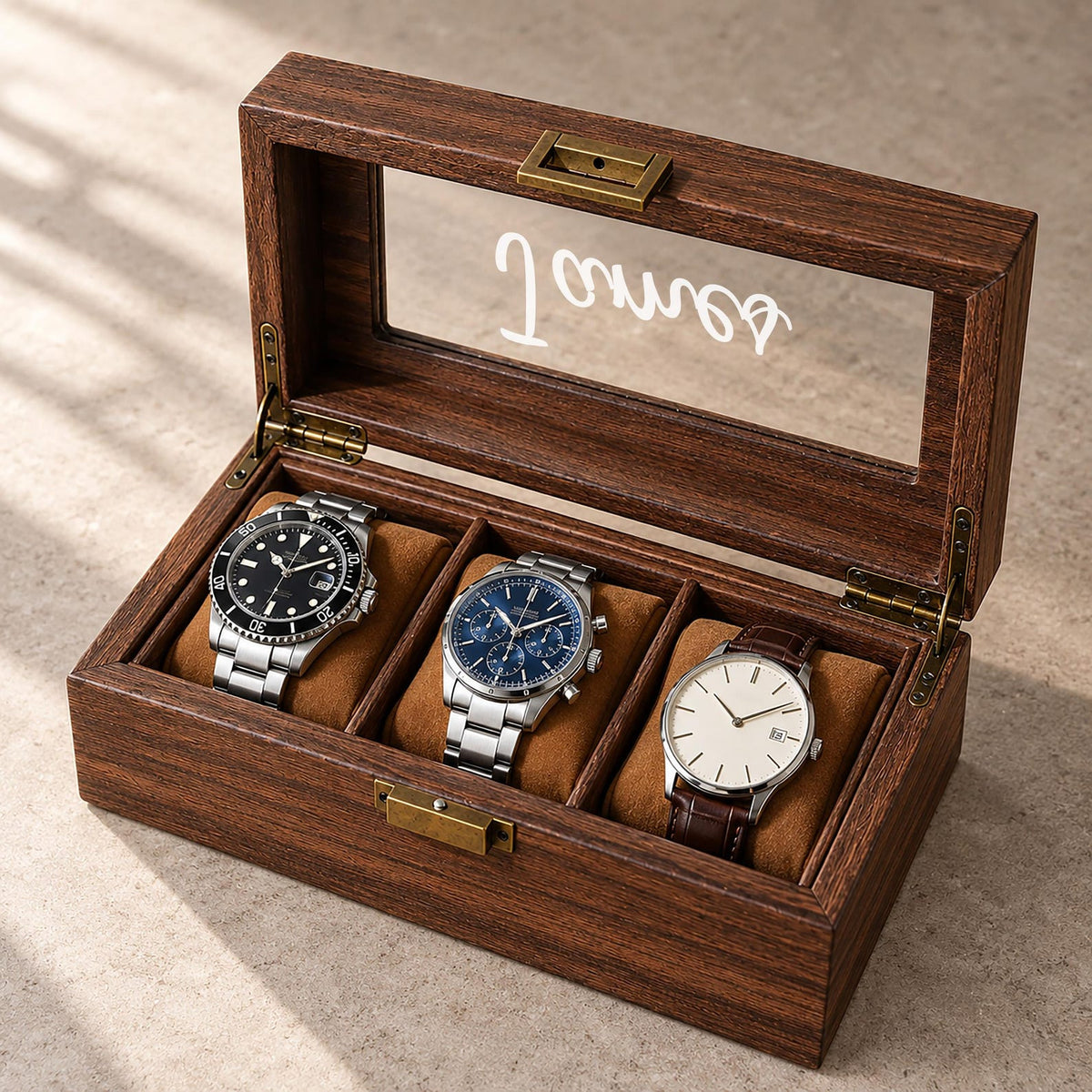 Custom Engraved Watch Box, Personalized Watch Case for Men, Anniversary Gifts for Him, Gift for Husband Dad Boyfriend, Watch Storage Case