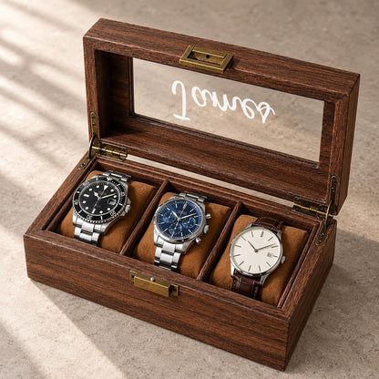 Custom Engraved Watch Box, Personalized Watch Case for Men, Anniversary Gifts for Him, Gift for Husband Dad Boyfriend, Watch Storage Case