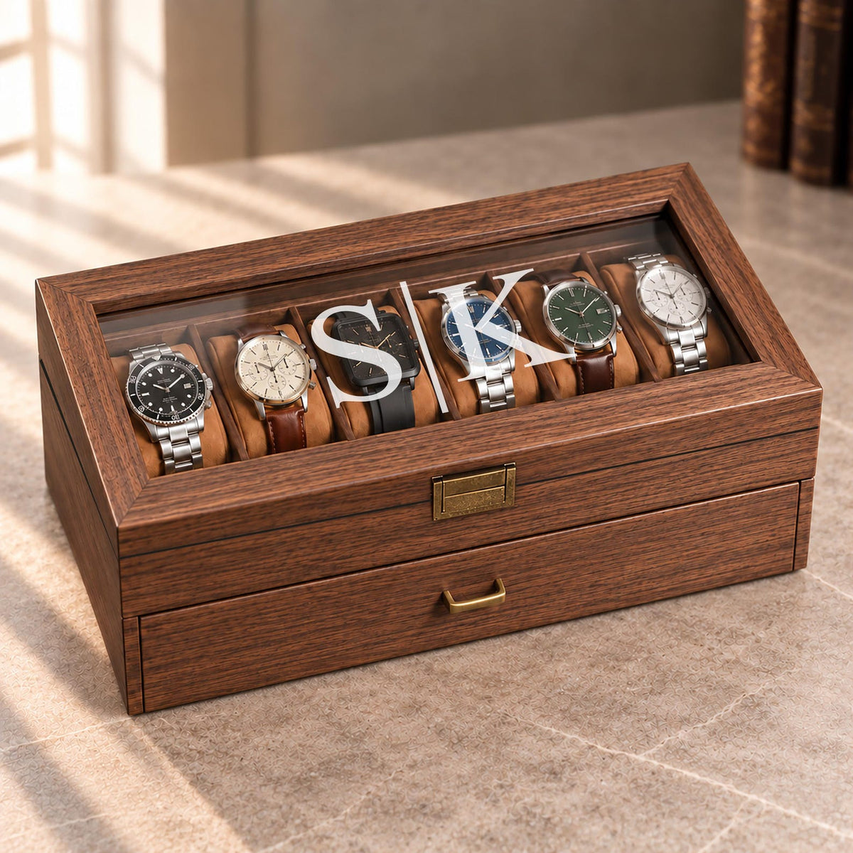 Custom Engraved Watch Box, Personalized Watch Case for Men, Anniversary Gifts for Him, Gift for Husband Dad Boyfriend, Watch Storage Case