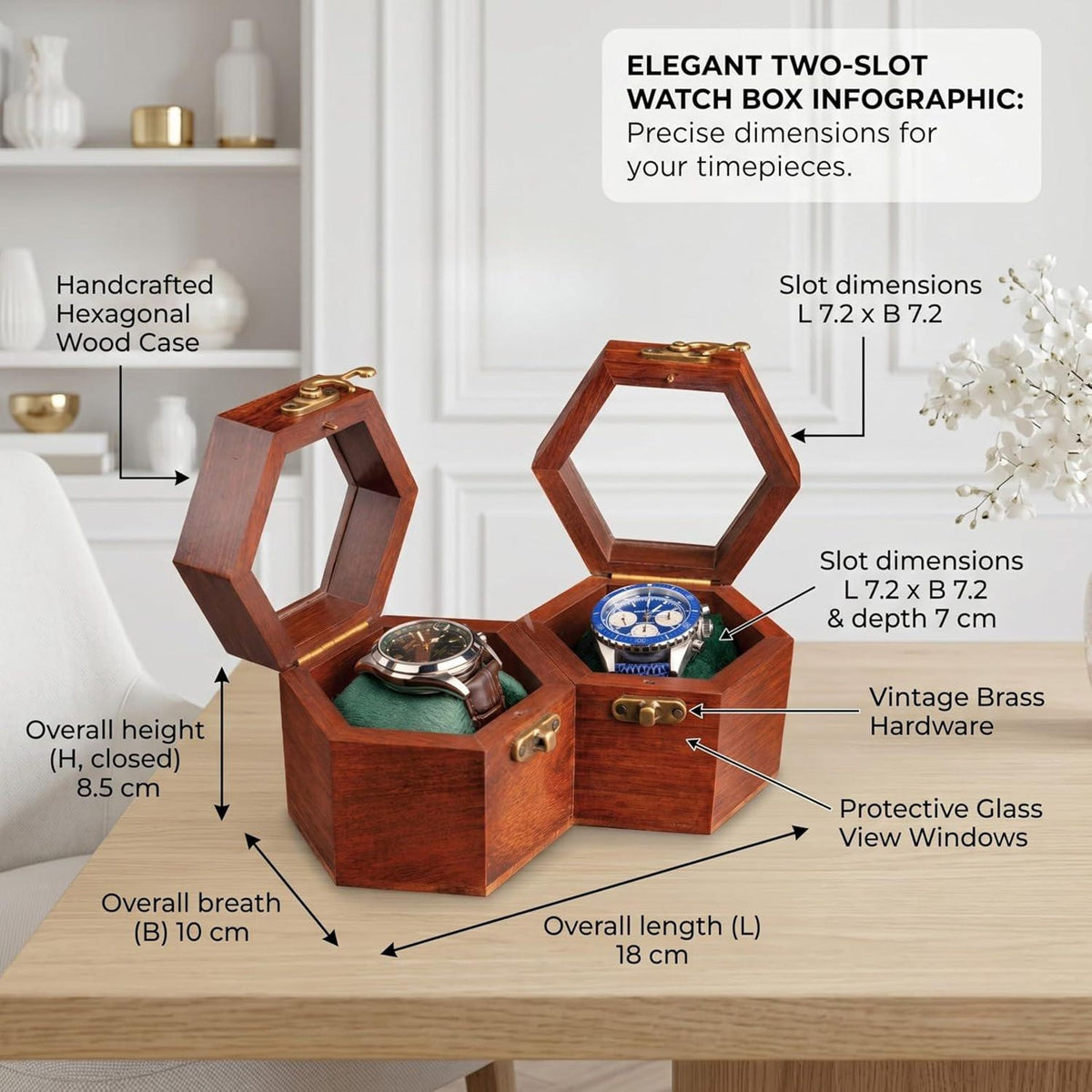 Handcrafted Wooden Watch Box, Vintage Gift, 1-5 Slot Organizer
