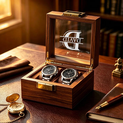Personalized Wooden Watch Box, Engraved Watch Holder, Birthday Gift for Him, Fathers Day Gift, Boyfriend Gift, Anniversary Gift for Husband