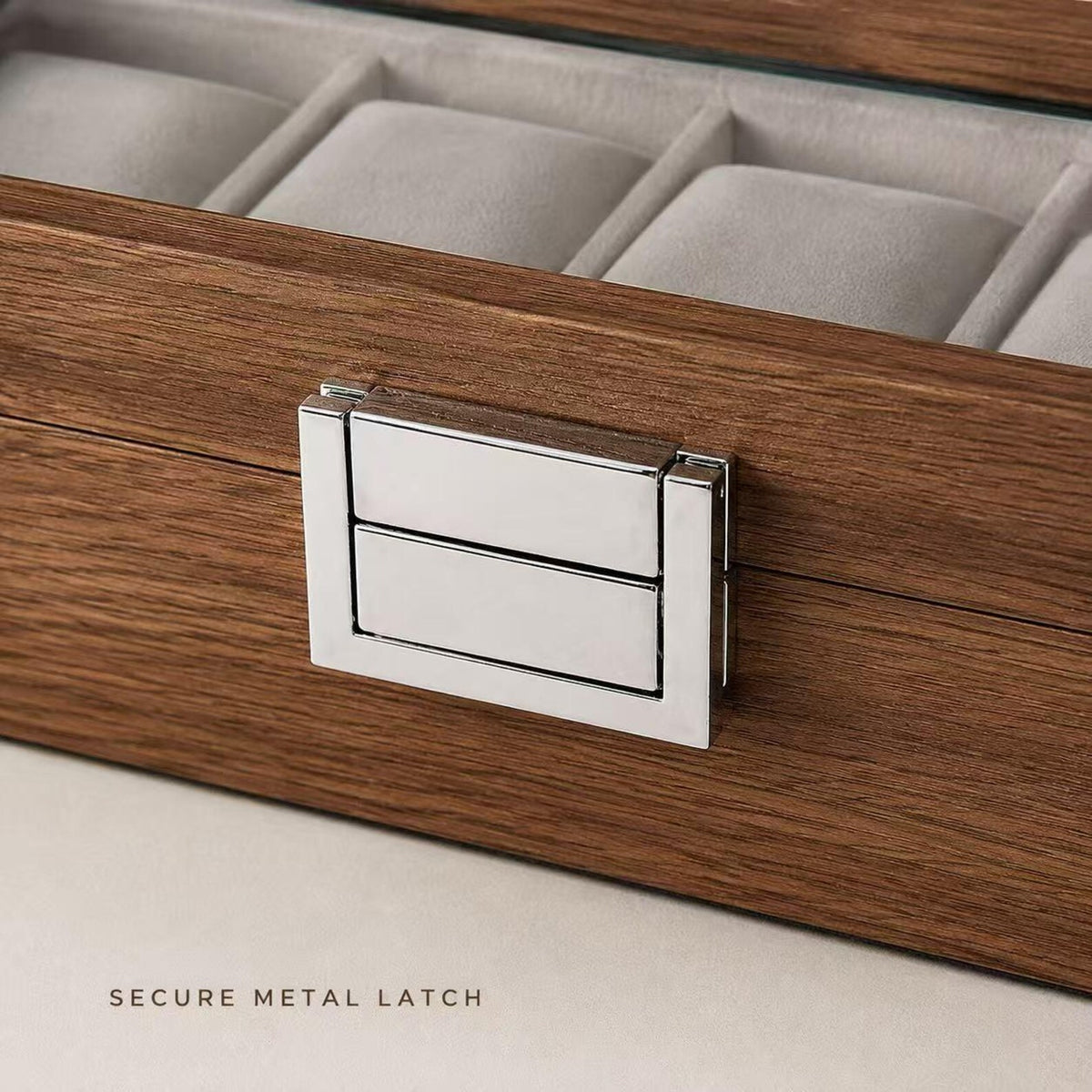 6 Slot Wooden Watch Box, Walnut Watch Display Case