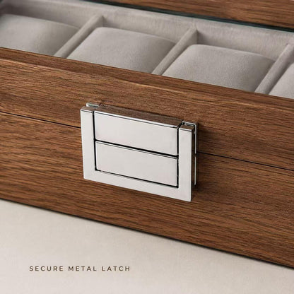 6 Slot Wooden Watch Box, Walnut Watch Display Case