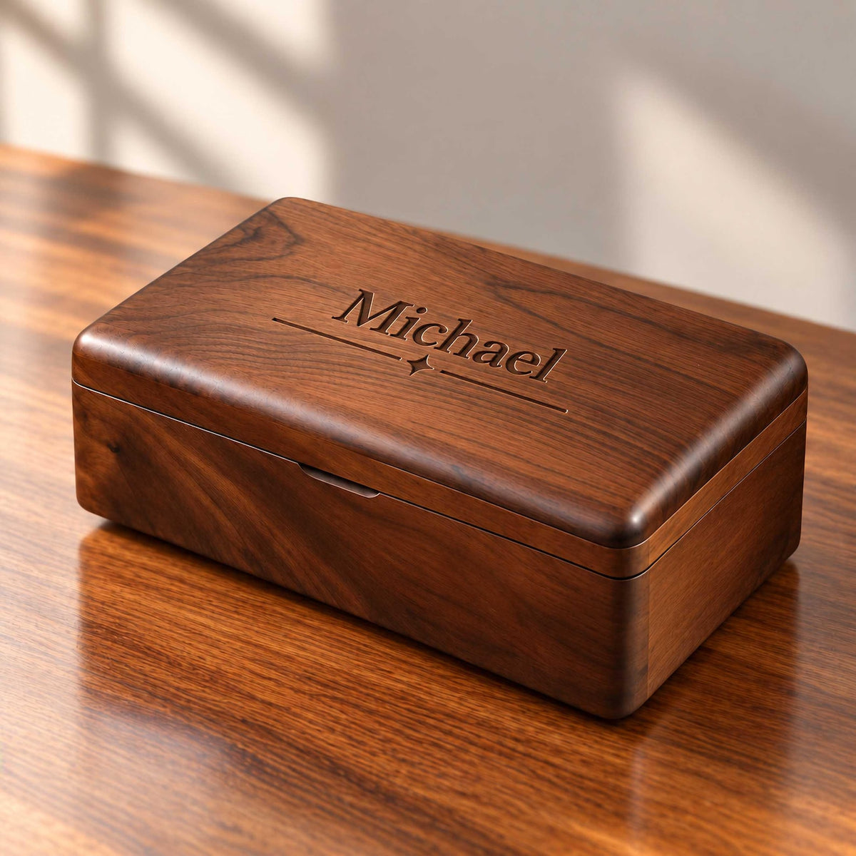 Personalized Wooden Keepsake Box | Engraved Walnut Watch Box | Custom Jewelry Box | Gift for Men | Anniversary Gift for Couple