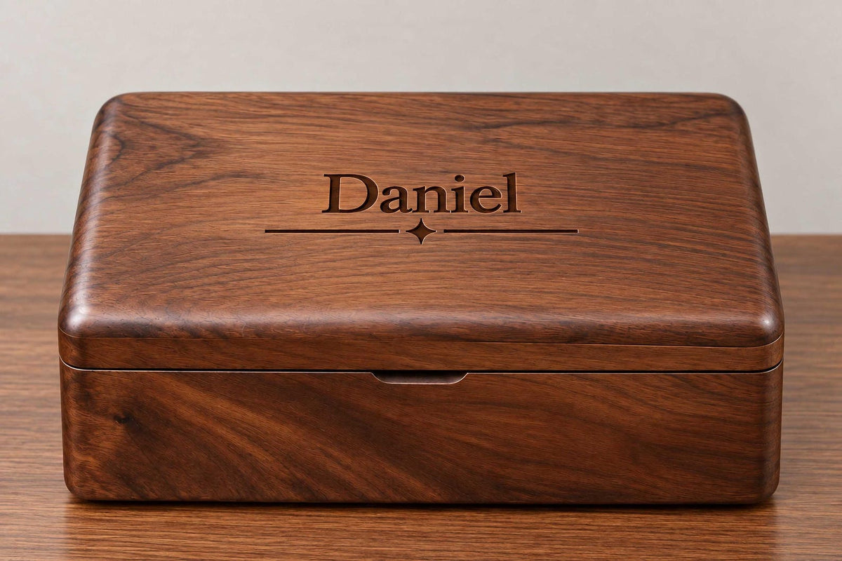 Personalized Wooden Keepsake Box | Engraved Walnut Watch Box | Custom Jewelry Box | Gift for Men | Anniversary Gift for Couple