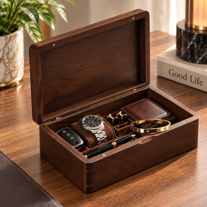 Personalized Wooden Keepsake Box | Engraved Walnut Watch Box | Custom Jewelry Box | Gift for Men | Anniversary Gift for Couple