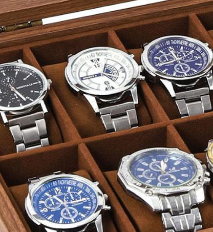 Custom Engraved Wooden Watch Box, Velvet Lined, Glass Top Display Case, Christmas Gift For Dad