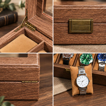 Personalized Watch Box for Men, Engraved Wooden Watch Organizer with Jewelry Drawer, Christmas Gift for Husband, Dad, Boyfriend