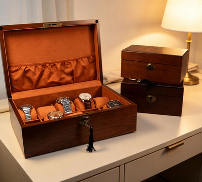 Personalized Watch Box with Lock & Key, Gift for Dad, Engraved Wooden Watch Case, Watch Box for Men, Mens Gift, Anniversary Gift