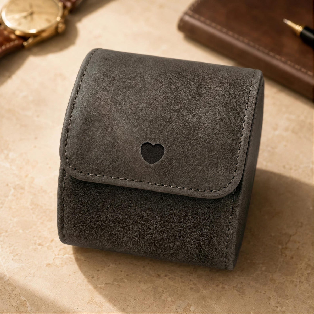 Personalized Leather Watch Box | Custom Watch Case | Single Watch Travel Case | Groomsmen Gift | Wedding Gift | Gift for Him| Gift for Her