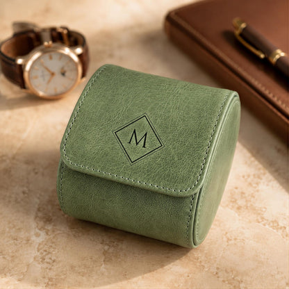 Personalized Leather Watch Box | Custom Watch Case | Single Watch Travel Case | Groomsmen Gift | Wedding Gift | Gift for Him| Gift for Her