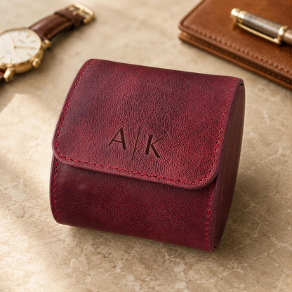 Personalized Leather Watch Box | Custom Watch Case | Single Watch Travel Case | Groomsmen Gift | Wedding Gift | Gift for Him| Gift for Her