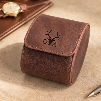 Personalized Leather Watch Box | Custom Watch Case | Single Watch Travel Case | Groomsmen Gift | Wedding Gift | Gift for Him| Gift for Her