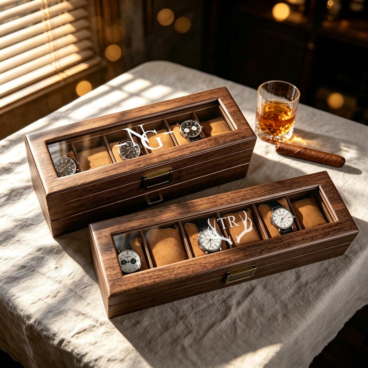 Personalized Engraved Watch Box, Custom Men's Watch Display Case, Anniversary Gift for Him, Birthday Gifts, wooden watch display