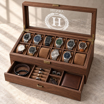 Custom Engraved Watch Box, Personalized Watch Case for Men, Anniversary Gifts for Him, Gift for Husband Dad Boyfriend, Watch Storage Case