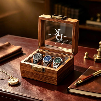 Personalized Wooden Watch Box, Engraved Watch Holder, Birthday Gift for Him, Fathers Day Gift, Boyfriend Gift, Anniversary Gift for Husband