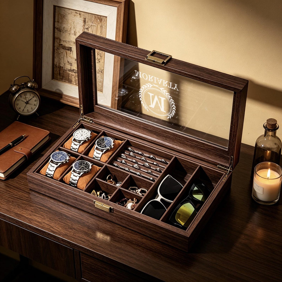 Custom Mens Watch Box, Men watch and jewelry box, Anniversary Gifts for Men