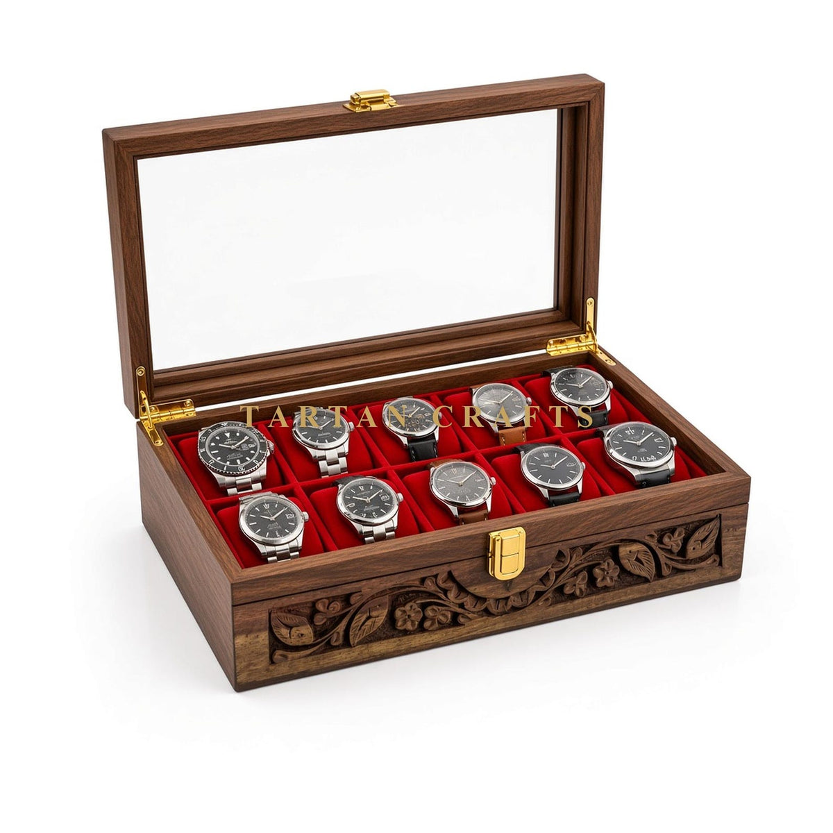 Handmade Wooden Watch Box, 5 and 10 Slot Watch Organizer, Gift for Him