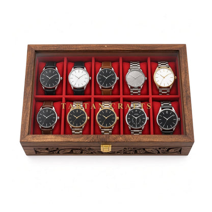 Handmade Wooden Watch Box, 5 and 10 Slot Watch Organizer, Gift for Him