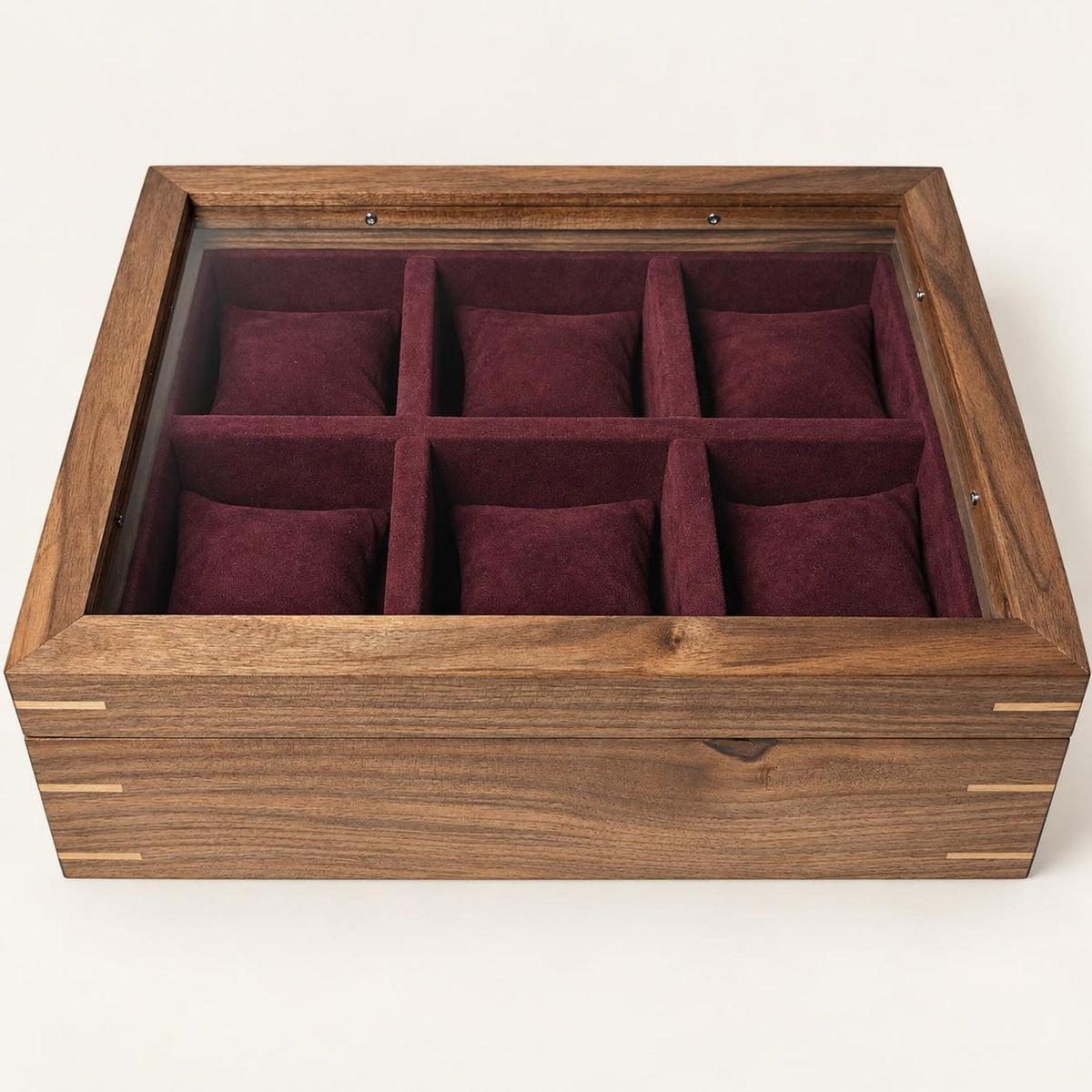 Walnut Watch Box: Luxury Wooden Watch Organizer, 6-Slot Display Case