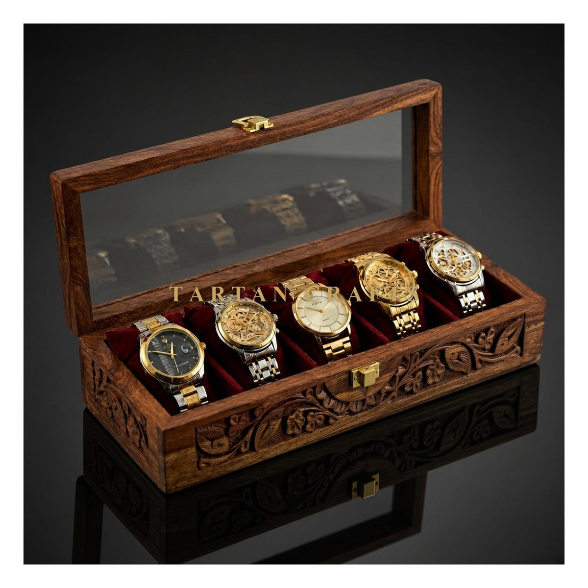 Handmade Wooden Watch Box, 5 and 10 Slot Watch Organizer, Gift for Him