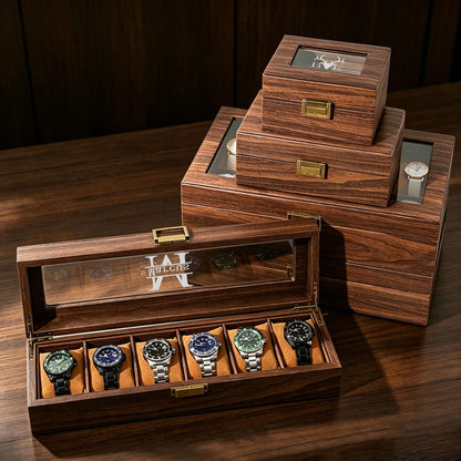 Custom Engraved Watch Box, Personalized Wooden Watch Storage Case, Christmas Gift For Men
