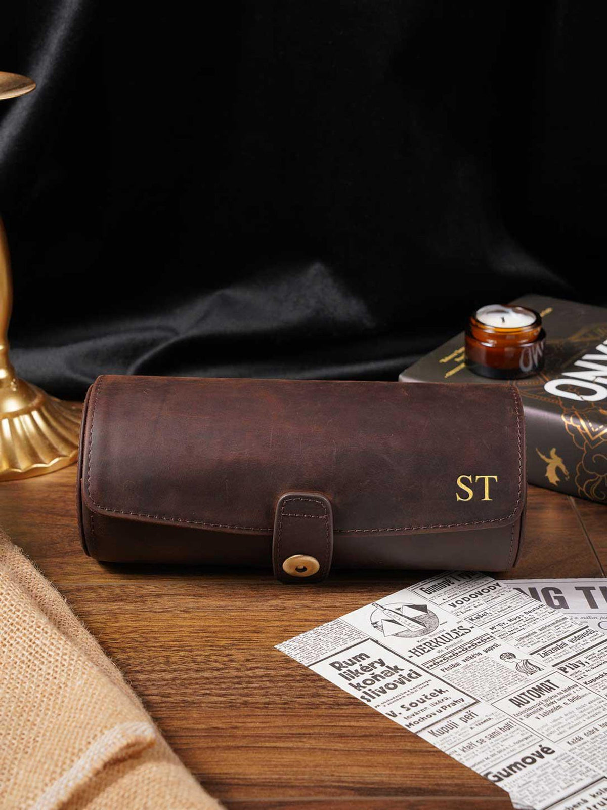Personalized Watch Roll, Detachable Watch Case for Rings & Cufflinks, Men’s Travel Jewelry Gift