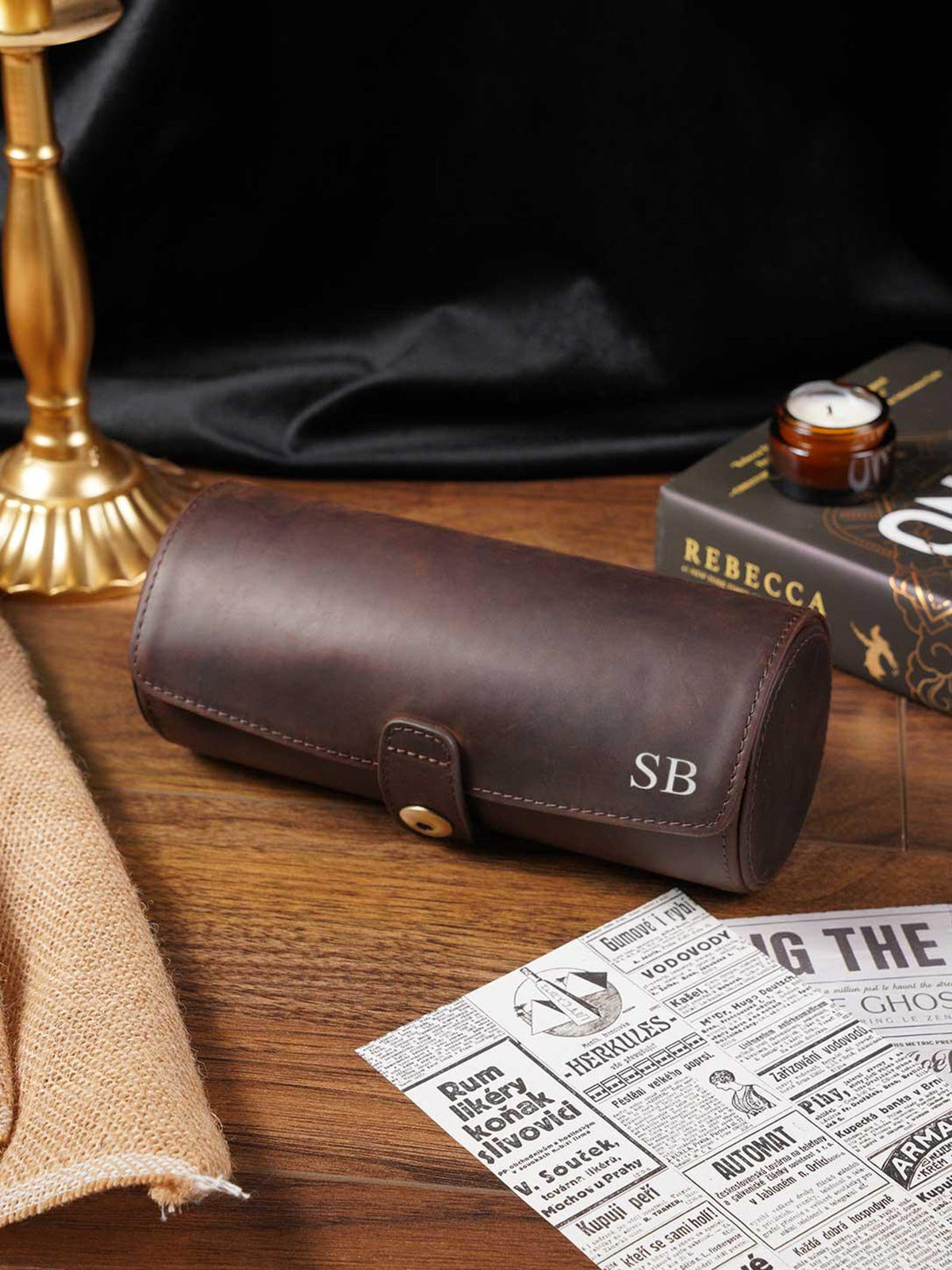 Personalized Watch Roll, Detachable Watch Case for Rings & Cufflinks, Men’s Travel Jewelry Gift