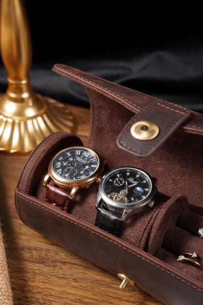 Personalized Watch Roll, Detachable Watch Case for Rings & Cufflinks, Men’s Travel Jewelry Gift