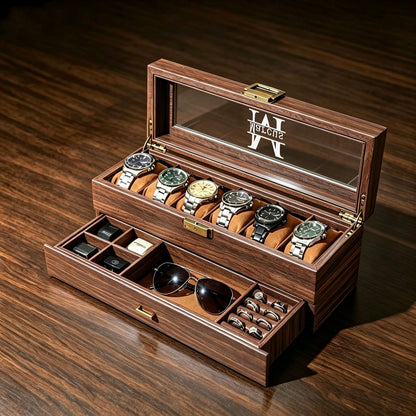 Custom Engraved Watch Box, Personalized Watch Case, Men watch jewelry box, Gifts for husband, Birthday / Anniversary Gifts for Men