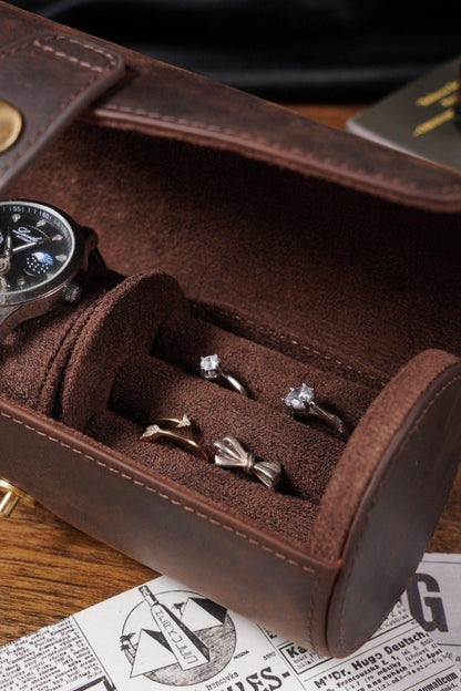 Personalized Watch Roll, Detachable Watch Case for Rings & Cufflinks, Men’s Travel Jewelry Gift