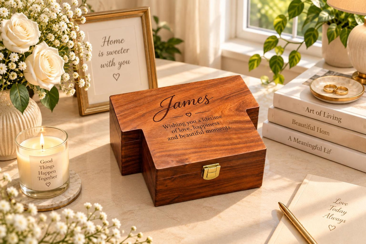 Personalized Wooden Watch Box for Men, 3 Slot Wood Watch and Glasses Organizer, Engraved Anniversary Gift for Husband, Gift for Him