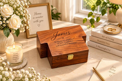 Personalized Wooden Watch Box for Men, 3 Slot Wood Watch and Glasses Organizer, Engraved Anniversary Gift for Husband, Gift for Him