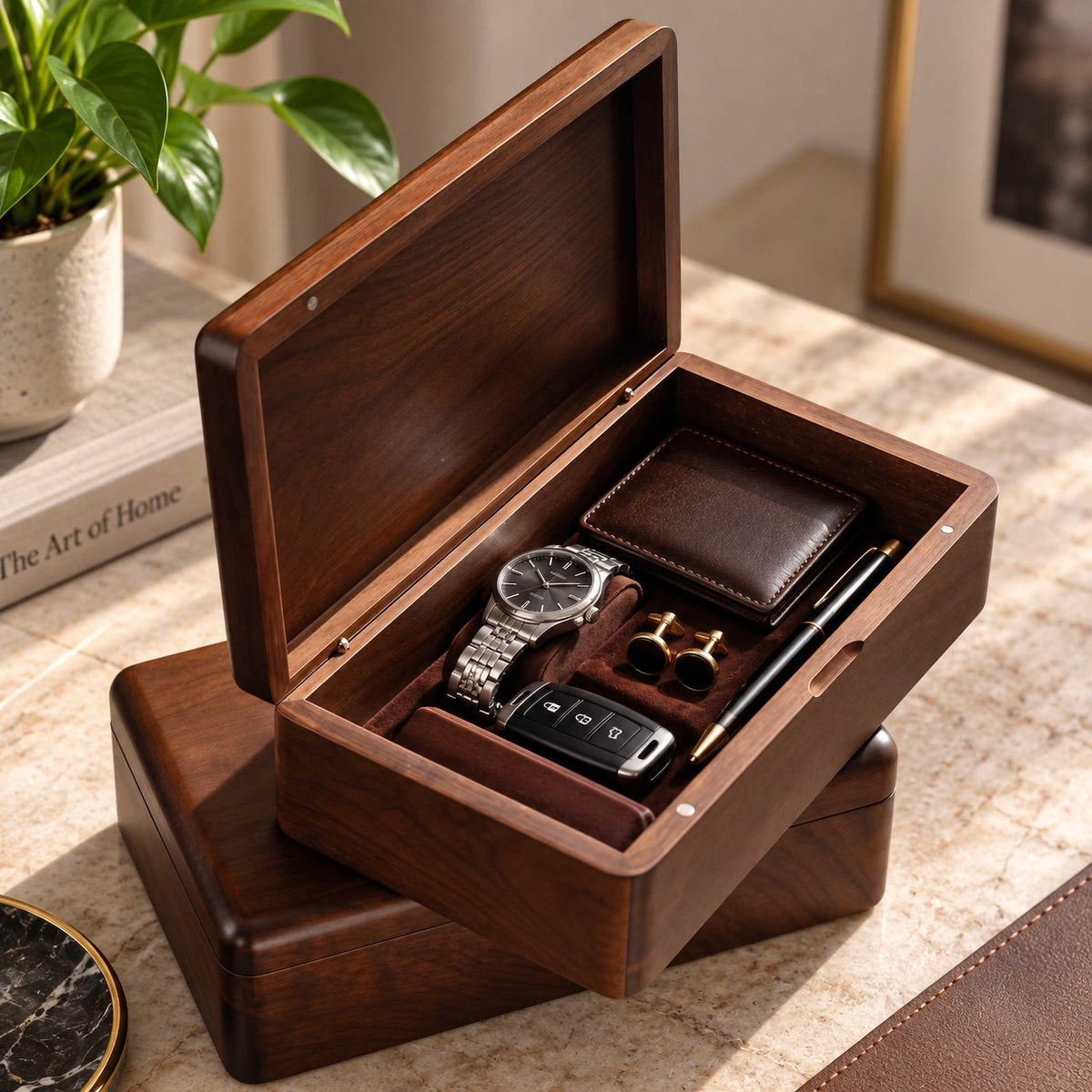 Personalized Wooden Keepsake Box | Engraved Walnut Watch Box | Custom Jewelry Box | Gift for Men | Anniversary Gift for Couple