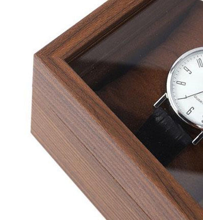 Custom Engraved Wooden Watch Box, Velvet Lined, Glass Top Display Case, Custom Gift For Him