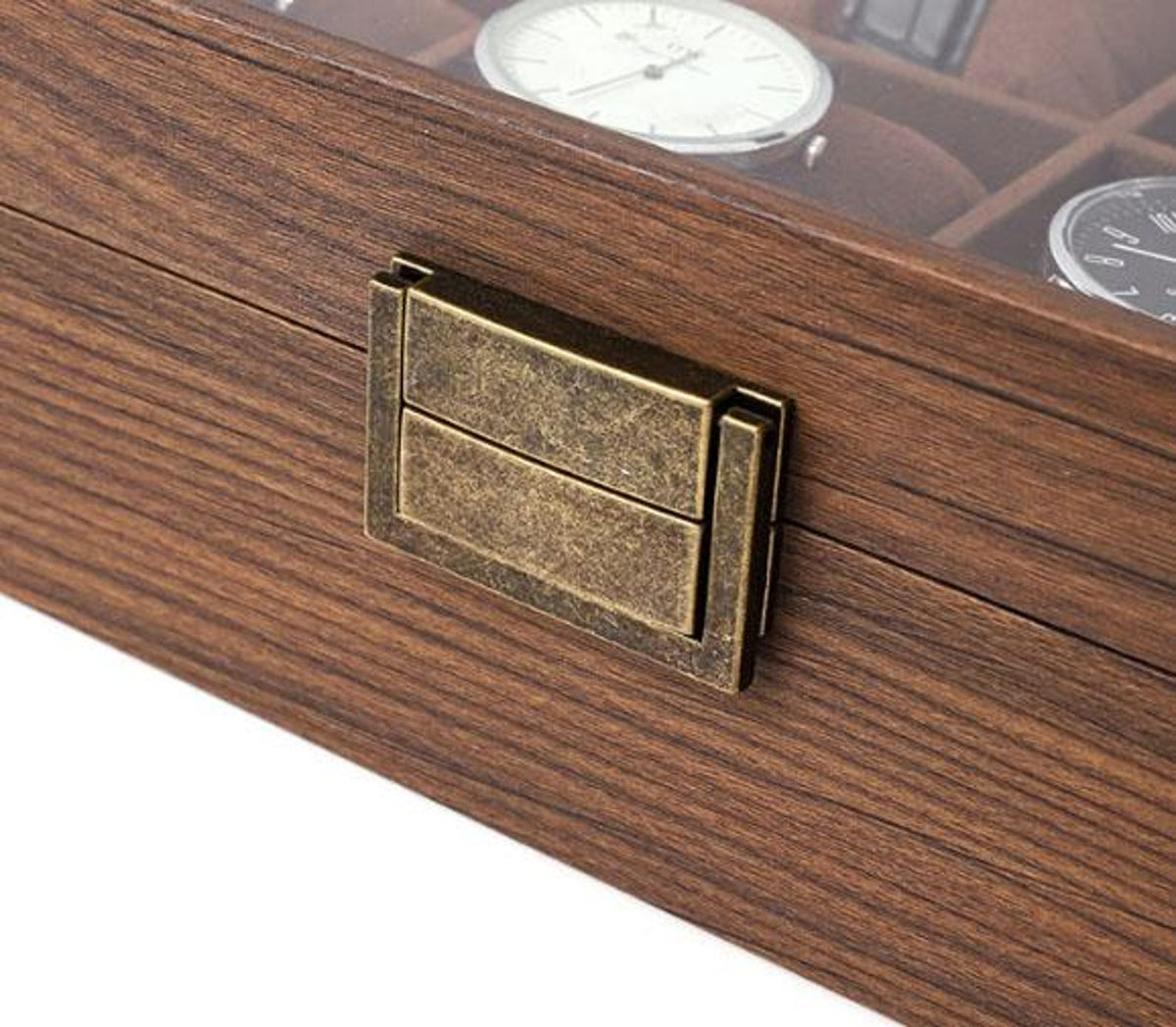 Custom Engraved Wooden Watch Box, Velvet Lined, Glass Top Display Case, Christmas Gift For Dad