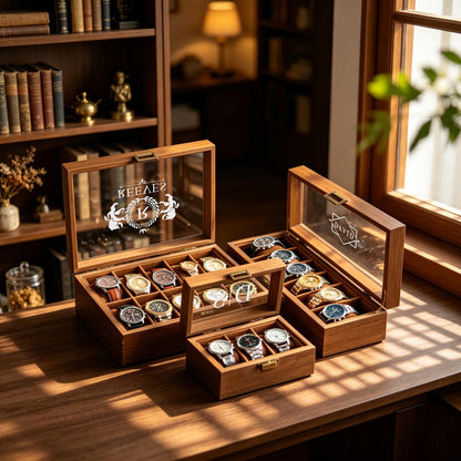 Personalised Watch Box for 1 2 3 6 10 12 slot Watches Storage, Custom Watch Storage Jewelry Box for Men