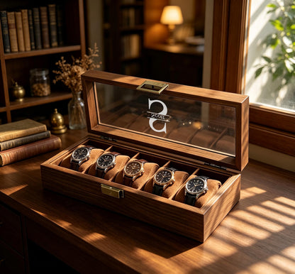 Personalised Watch Box for 1 2 3 6 10 12 slot Watches Storage, Custom Watch Storage Jewelry Box for Men