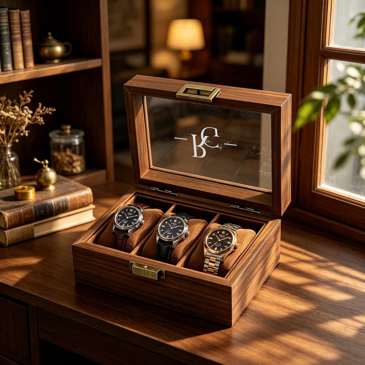 Personalised Watch Box for 1 2 3 6 10 12 slot Watches Storage, Custom Watch Storage Jewelry Box for Men