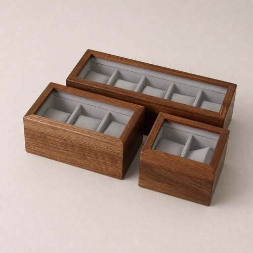 Engraved Wide Wood Watch Box - Walnut 2,3,5 Slots Watches Collection Organizer Anniversary Wedding Gift Groom Husband Father