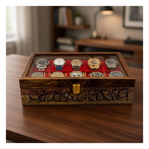 Handmade Wooden Watch Box, 5 and 10 Slot Watch Organizer, Gift for Him