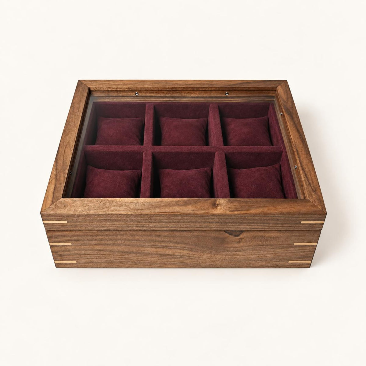 Walnut Watch Box: Luxury Wooden Watch Organizer, 6-Slot Display Case