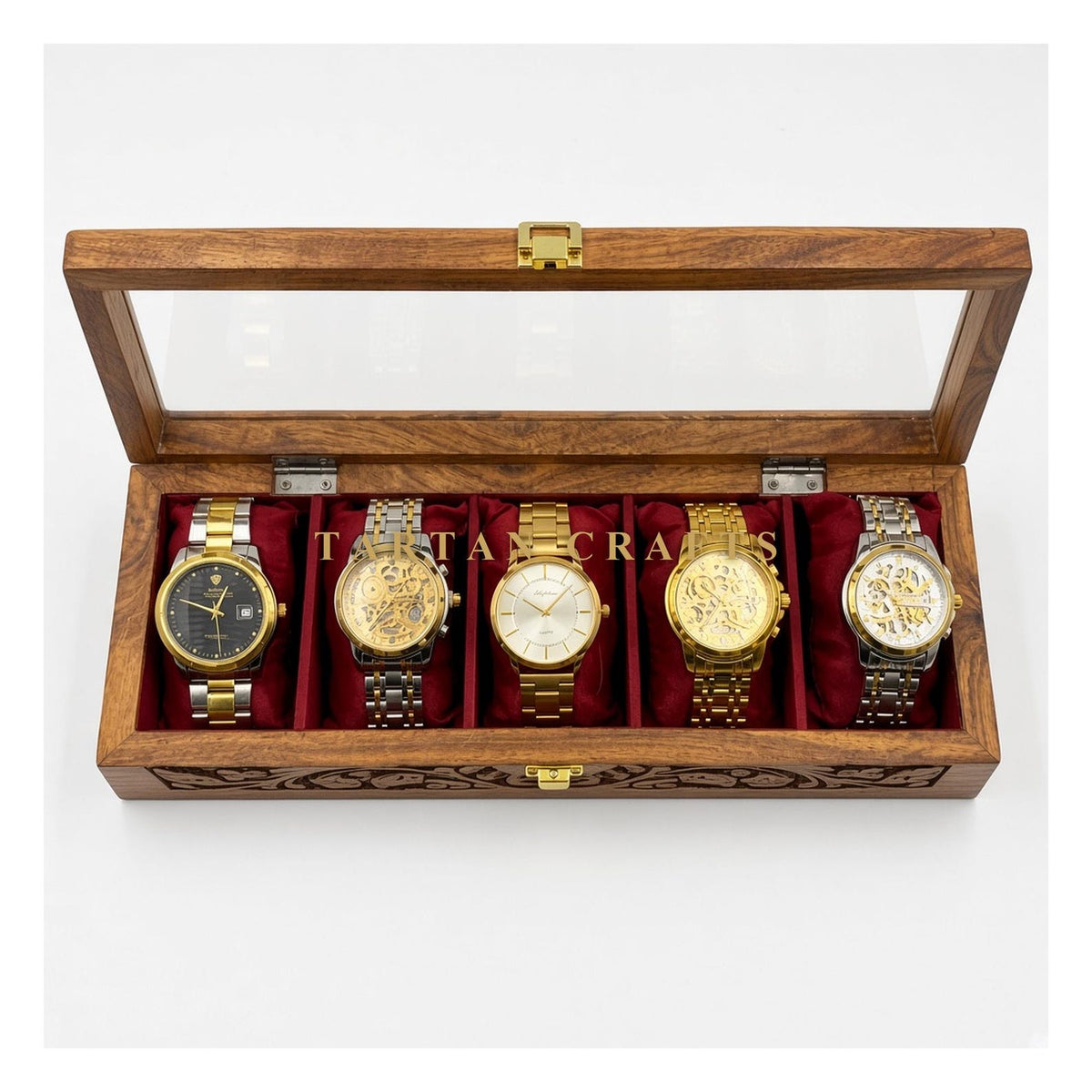 Handmade Wooden Watch Box, 5 and 10 Slot Watch Organizer, Gift for Him